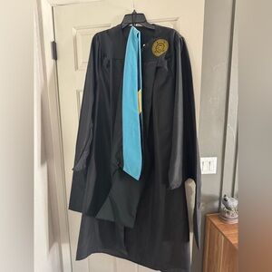 NAU Black Graduation Gown with Teal Stole and Gold Emblem